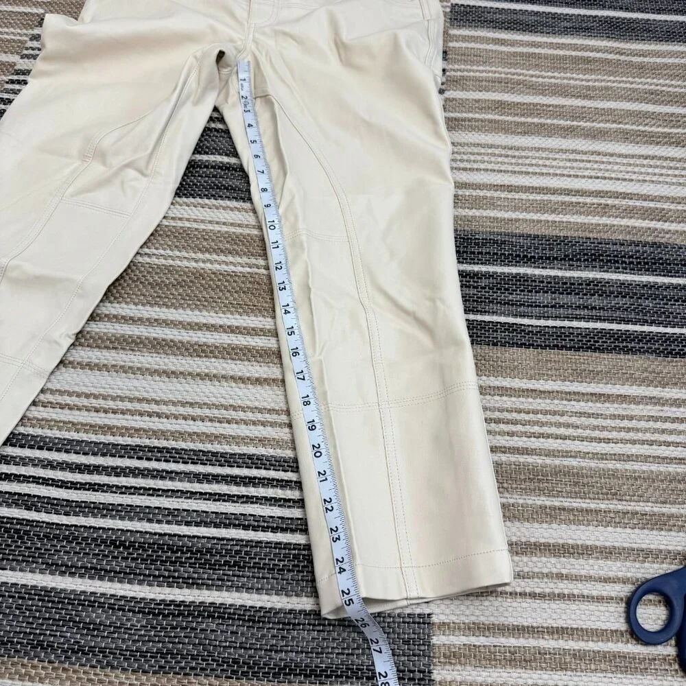 Free People We The Free Rebel Vegan Faux Leather Moto Pants Ivory‎ Cream Size 10